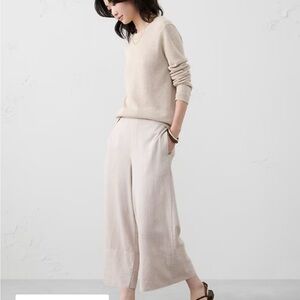 NWT Beige Banana Republic Wide Leg Linen Pants Cropped